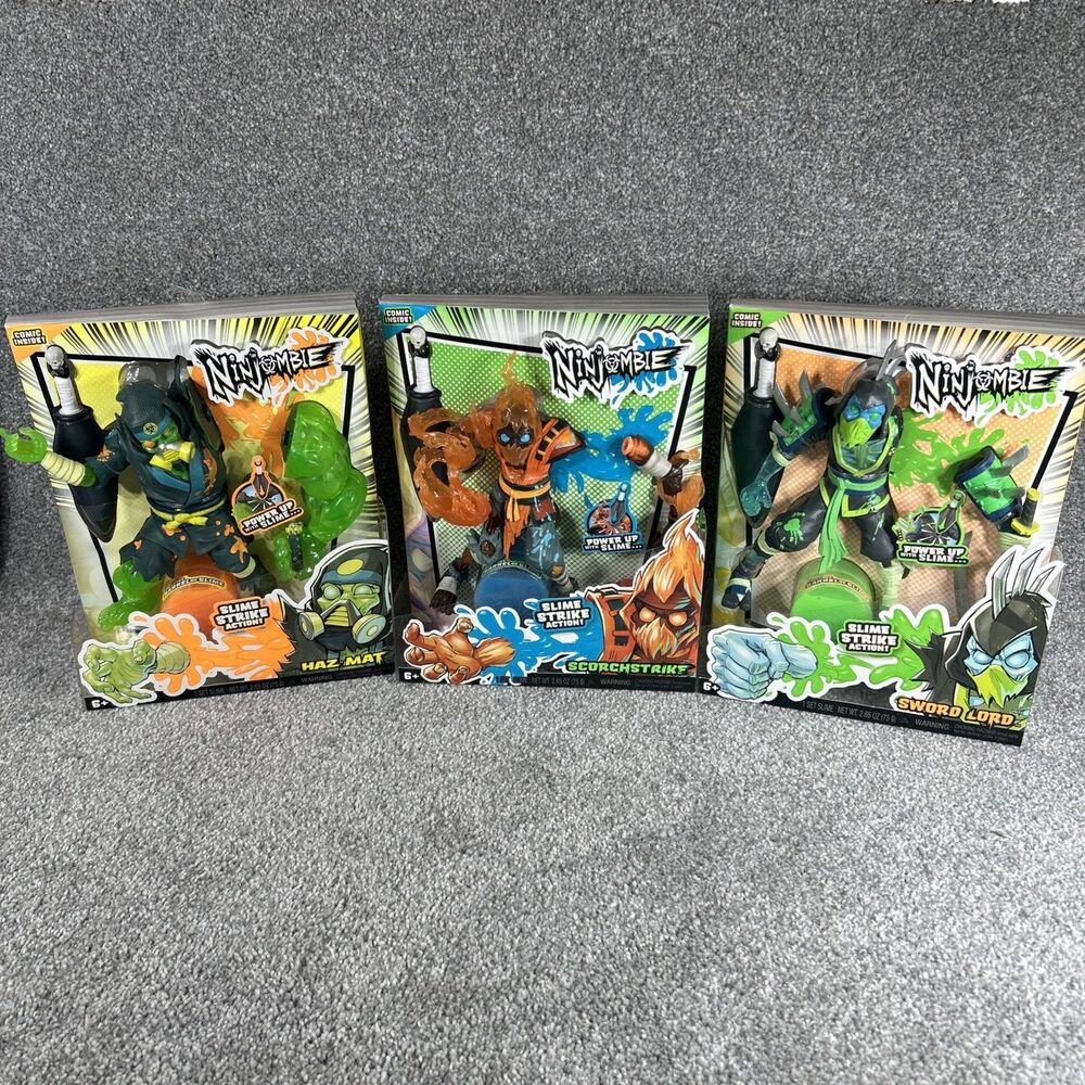 Ninjombie Action Figures Comic NIB Haz Mat Scorchstrike Sword Lord New Lot Of 3